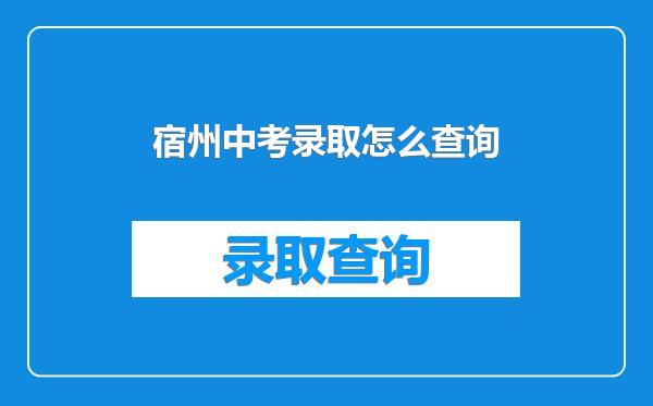 宿州中考录取怎么查询