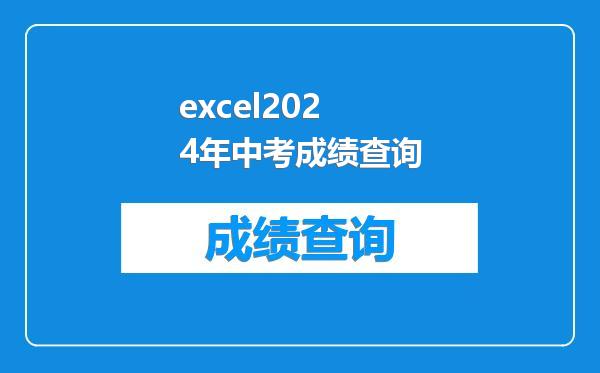 excel2024年中考成绩查询