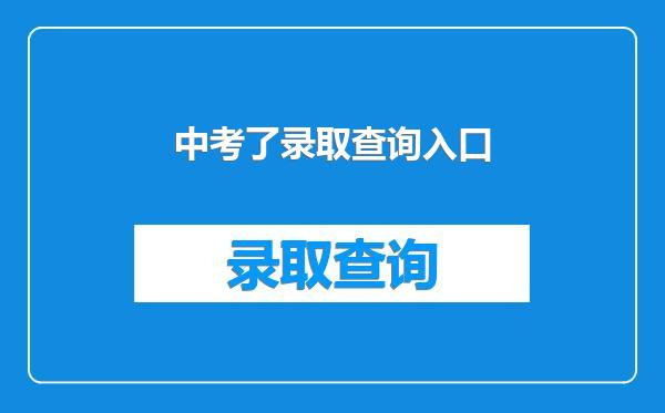 中考了录取查询入口