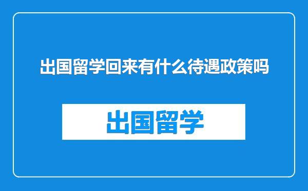 出国留学回来有什么待遇政策吗