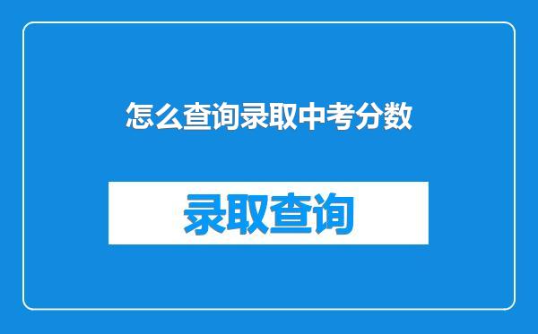 怎么查询录取中考分数