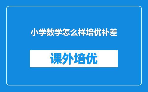 小学数学怎么样培优补差