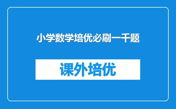 小学数学培优必刷一千题