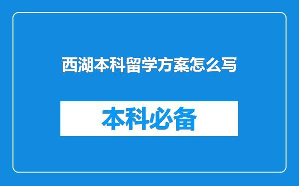 西湖本科留学方案怎么写