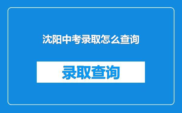 沈阳中考录取怎么查询