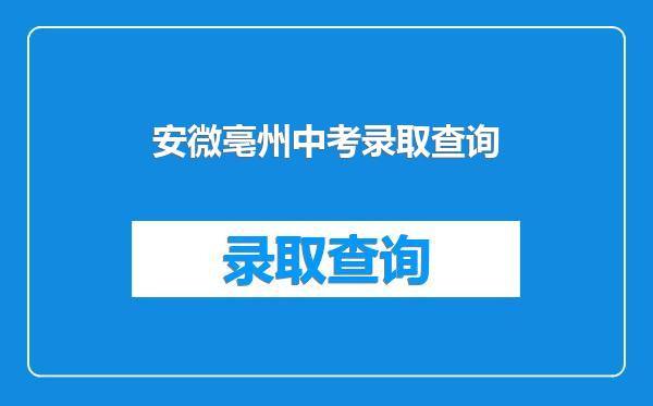 安微亳州中考录取查询