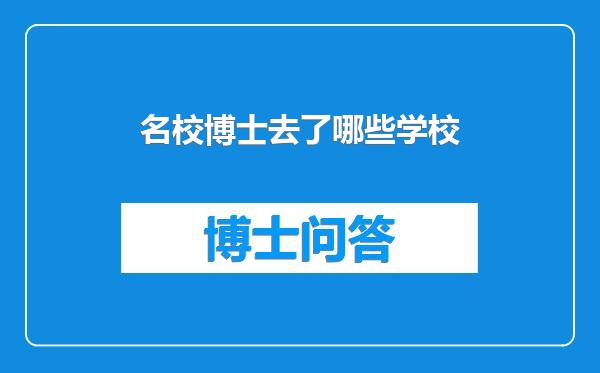 名校博士去了哪些学校