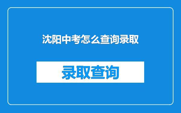 沈阳中考怎么查询录取