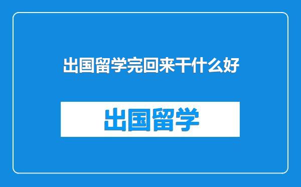 出国留学完回来干什么好