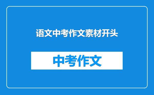 语文中考作文素材开头