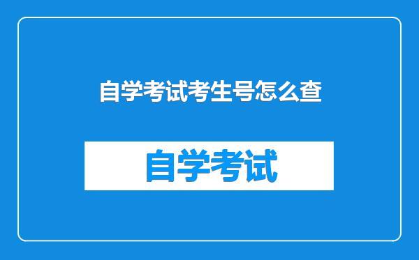 自学考试考生号怎么查