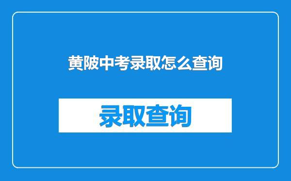 黄陂中考录取怎么查询