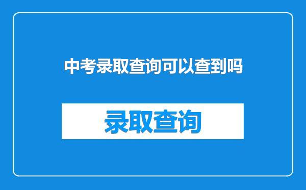 中考录取查询可以查到吗