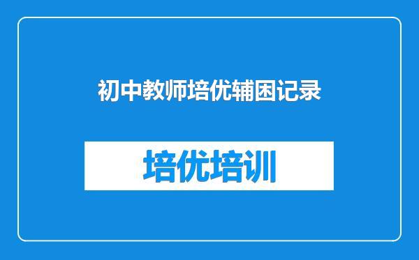 初中教师培优辅困记录