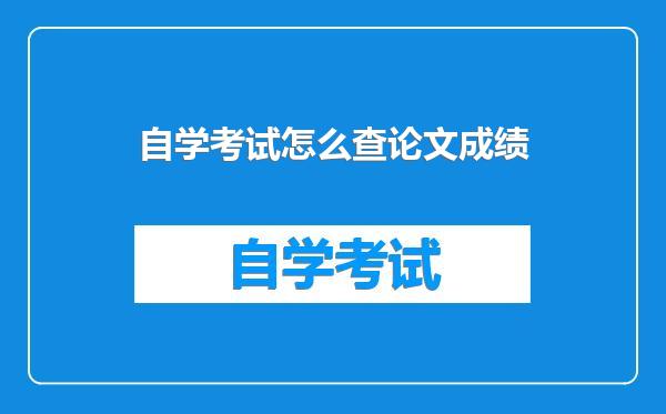 自学考试怎么查论文成绩