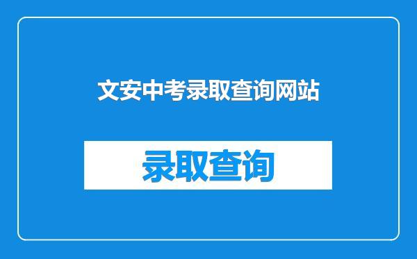 文安中考录取查询网站