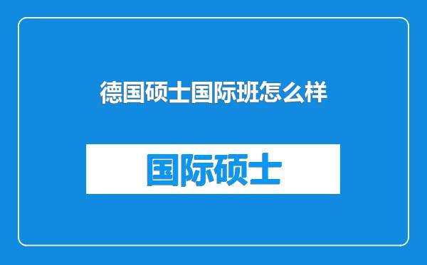 德国硕士国际班怎么样