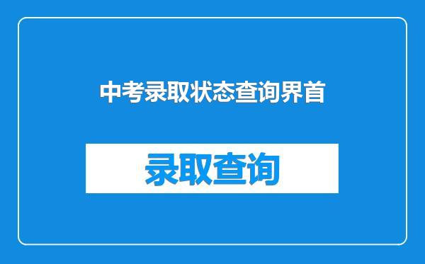 中考录取状态查询界首