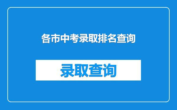 各市中考录取排名查询