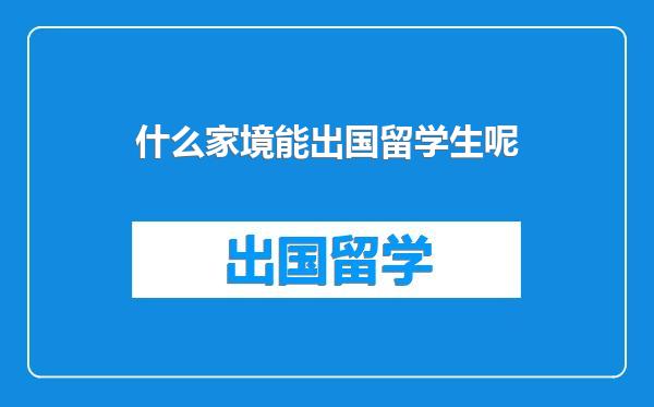 什么家境能出国留学生呢