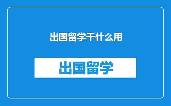 出国留学干什么用