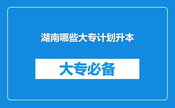 湖南哪些大专计划升本