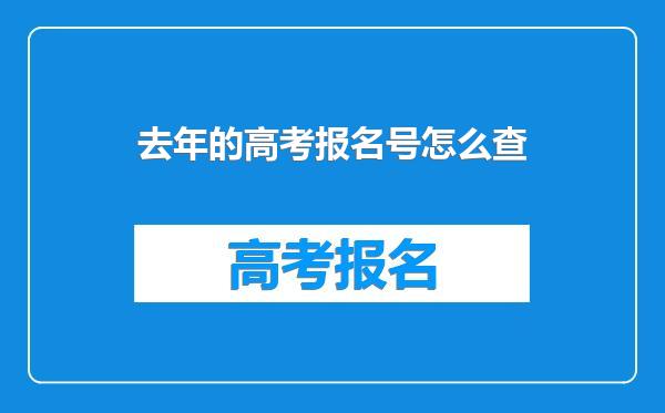 去年的高考报名号怎么查
