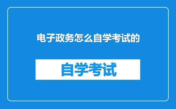 电子政务怎么自学考试的