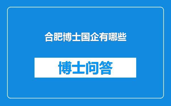 合肥博士国企有哪些