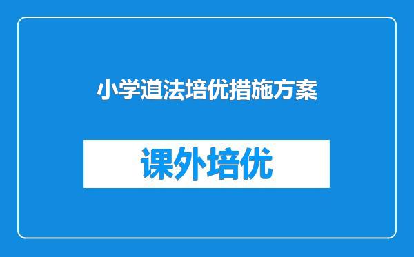 小学道法培优措施方案