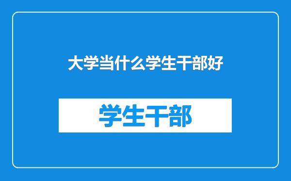 大学当什么学生干部好