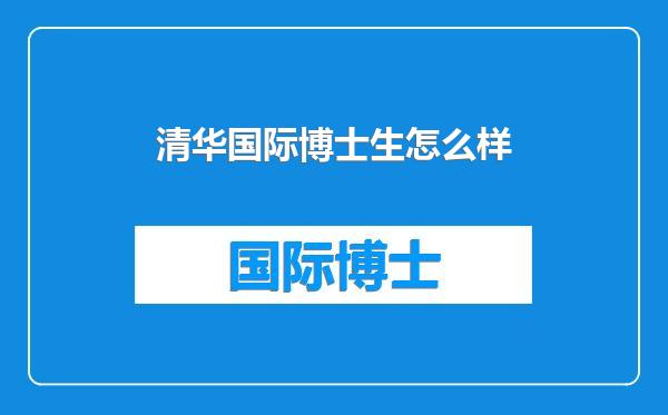 清华国际博士生怎么样