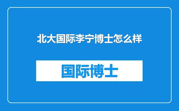 北大国际李宁博士怎么样