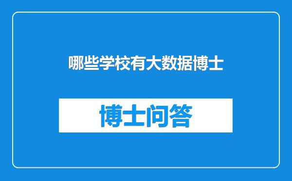 哪些学校有大数据博士