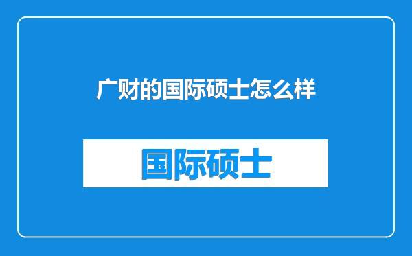 广财的国际硕士怎么样