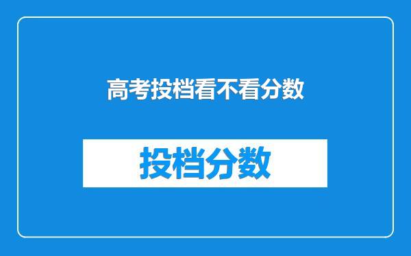 高考投档看不看分数