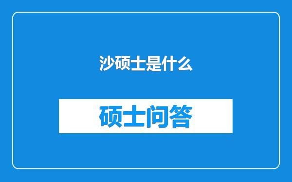 沙硕士是什么