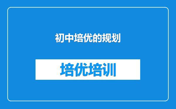 初中培优的规划