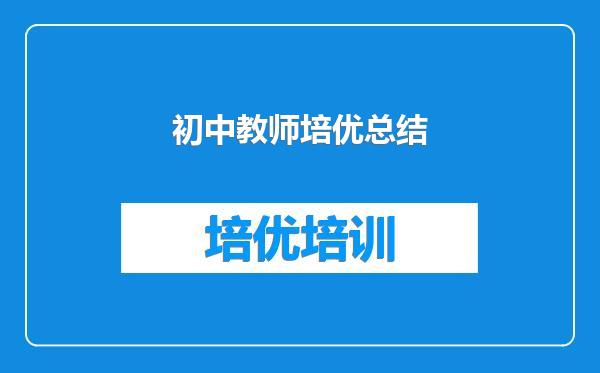 初中教师培优总结