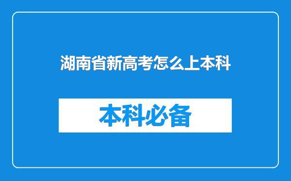 湖南省新高考怎么上本科