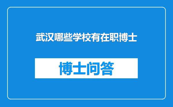 武汉哪些学校有在职博士