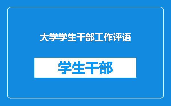 大学学生干部工作评语