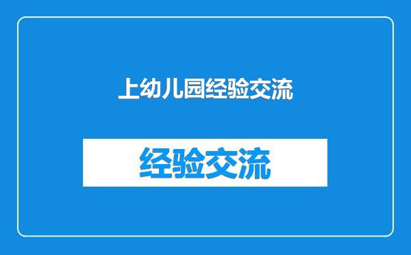 上幼儿园经验交流