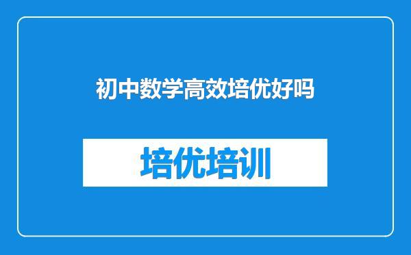 初中数学高效培优好吗
