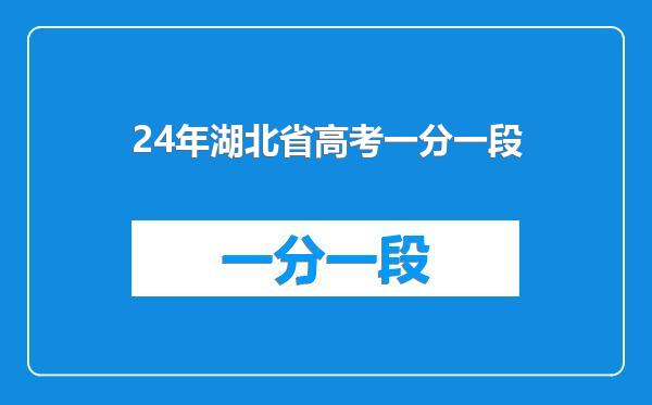 24年湖北省高考一分一段