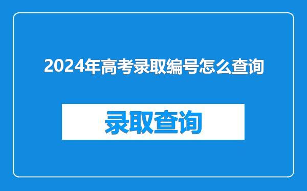 2024年高考录取编号怎么查询
