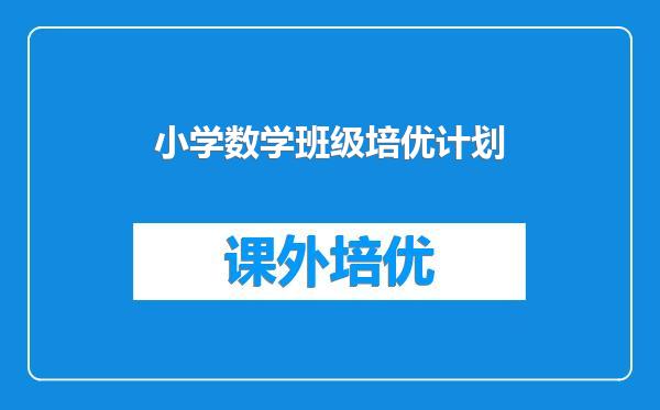 小学数学班级培优计划