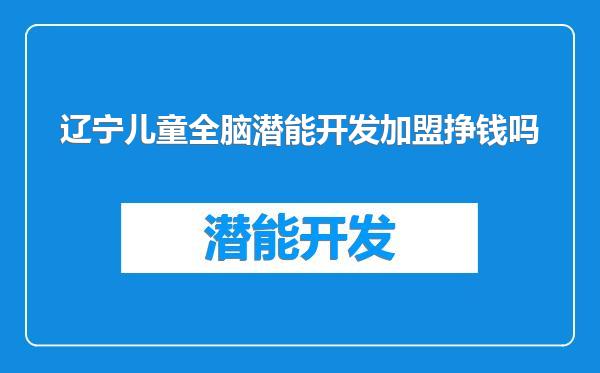 辽宁儿童全脑潜能开发加盟挣钱吗