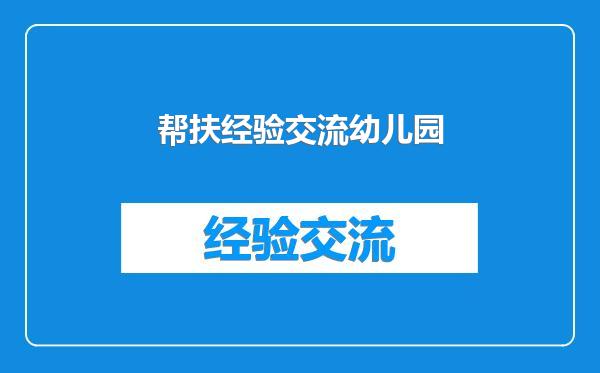帮扶经验交流幼儿园