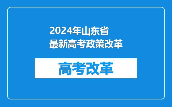 2024年山东省最新高考政策改革
